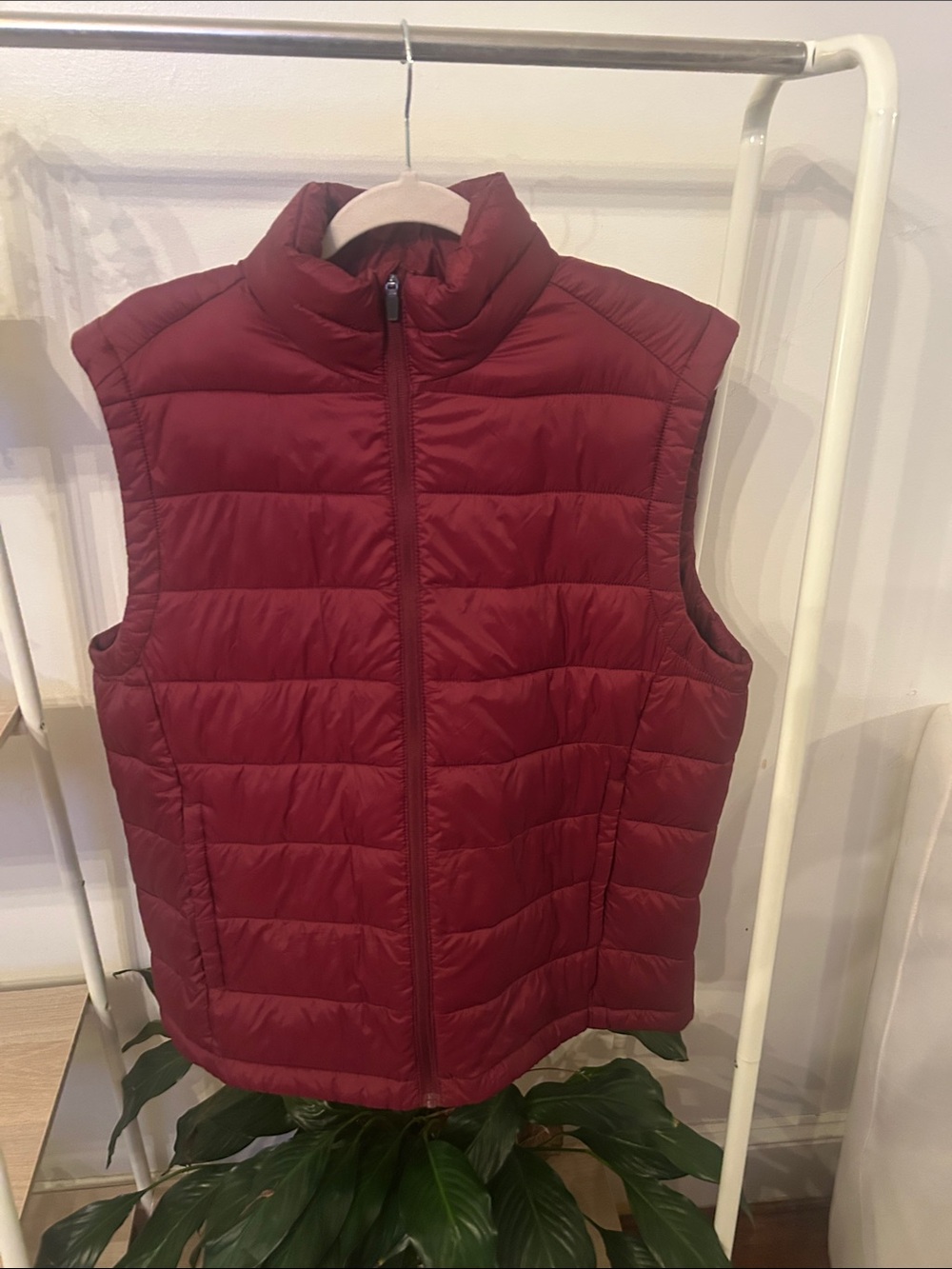 St. John's Bay Quilted Puffer Vest in Burgundy